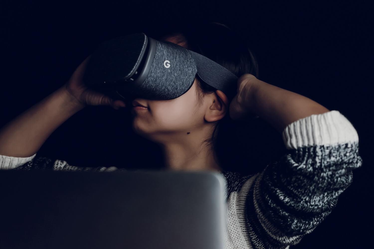 Girl in virtual headset